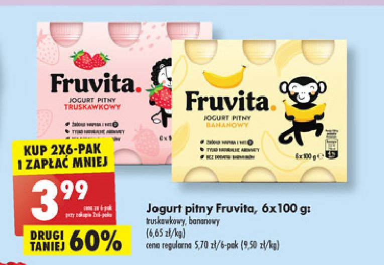 Jogurt pitny bananowy Fruvita promocja