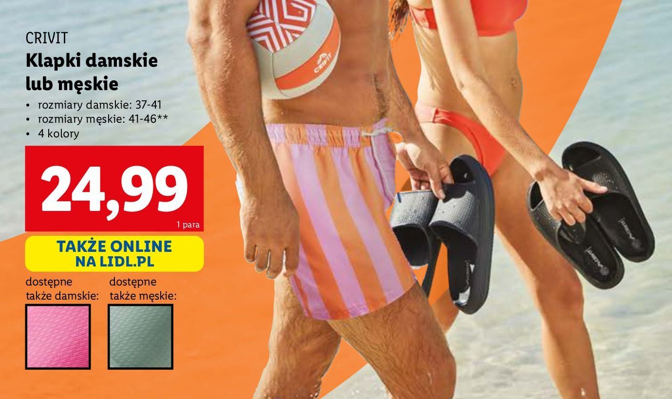 Klapki męskie 41-46 Crivit promocja w Lidl