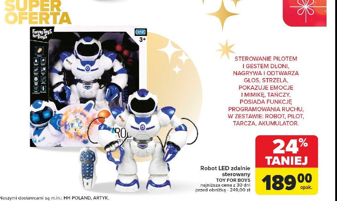 Robot led zdalnie sterowany Artyk promocja w Carrefour