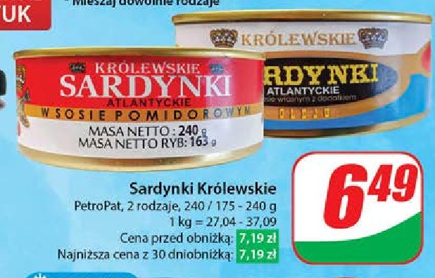 Sardynka kr贸lewska w oleju Petropat promocja