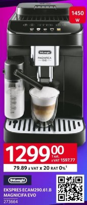Ekspres do kawy DeLonghi Magnifica Evo ECAM290.61.B promocja w Selgros