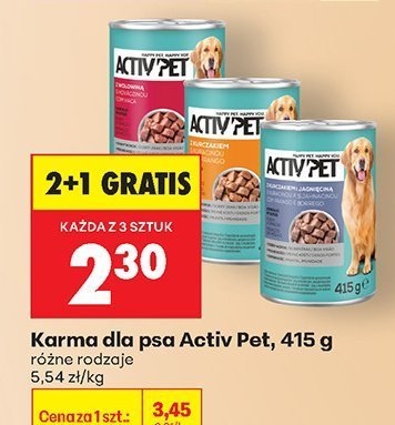 Karma dla psa Activ Pet 415g różne rodzaje promocja w Biedronka