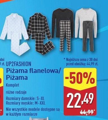 Piżama męska flanelowa Up2fashion promocja w Aldi