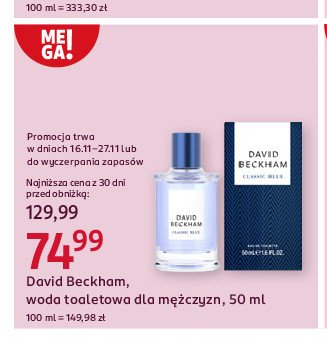 Woda toaletowa David beckham classic blue promocja w Rossmann