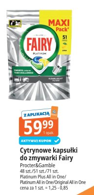 Cytrynowe kapsułki do zmywarki Procter&Gamble Fairy promocja w Leclerc