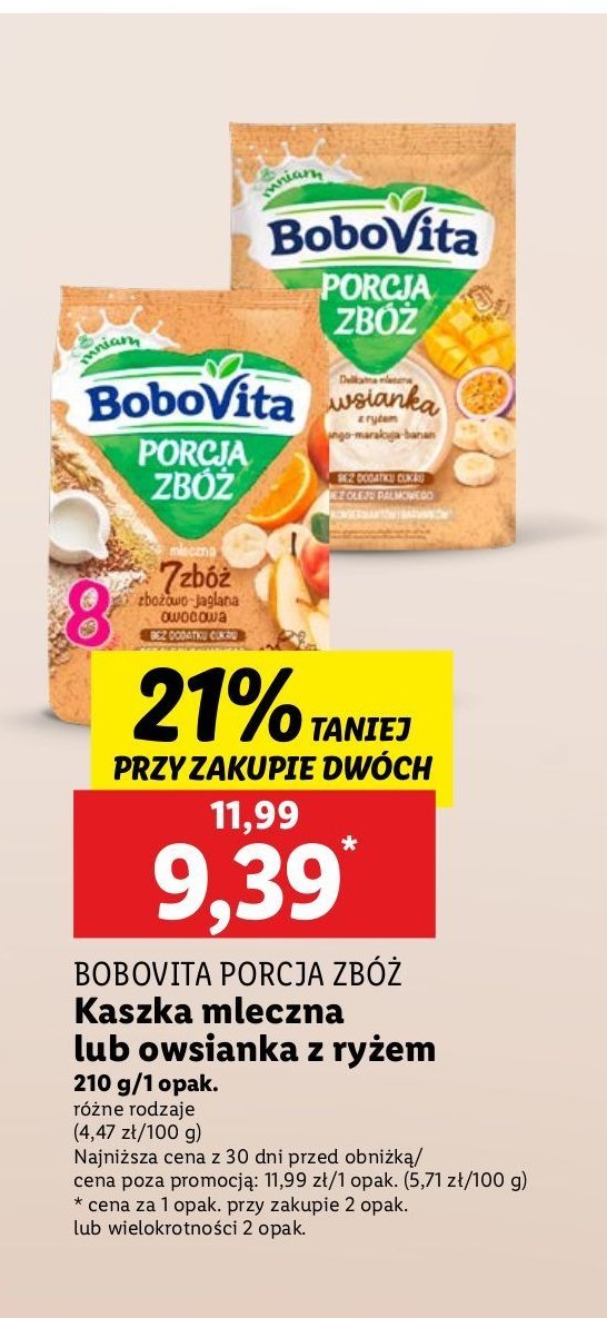 Owsianka z ryżem mango- marakuja- banan Bobovita porcja zbóż promocja