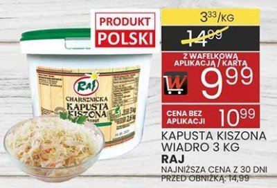 Kapusta kiszona wiadro 3 kg E&J promocja w Wafelek