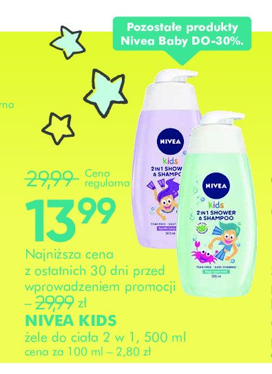 Żel do kąpieli i szampon 2w1 różowy Nivea kids promocja