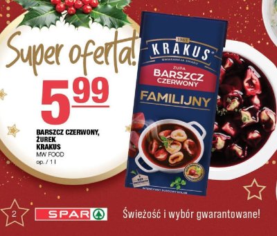 Barszcz czerwony, żurek KRAKUS MW FOOD promocja w SPAR