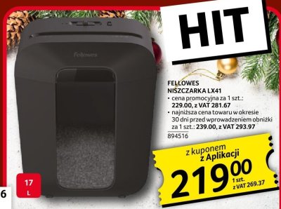 Niszczarka Fellowes LX41 promocja w Selgros