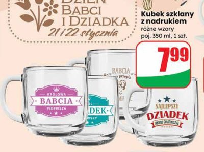 Kubek szklany z nadrukiem Dzień Dziadka promocja w Dino