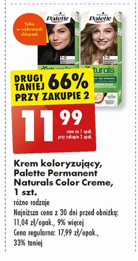 Farba do włosów 7-0 Palette permanent naturals color creme promocja w Biedronka