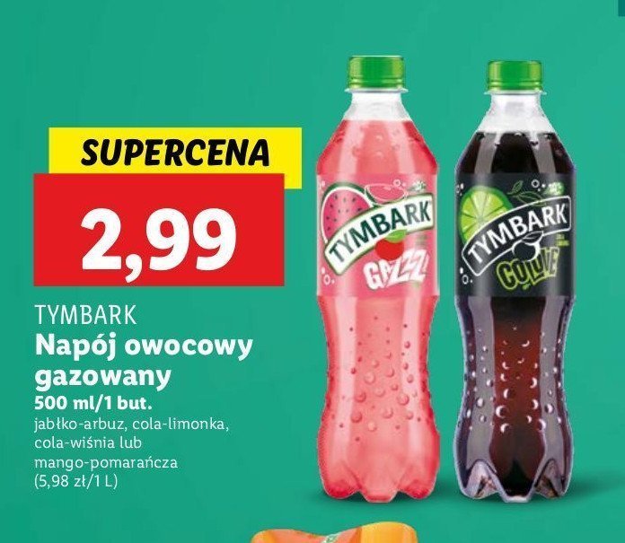 Napój gazowany cola- limonka Tymbark gazzz promocja