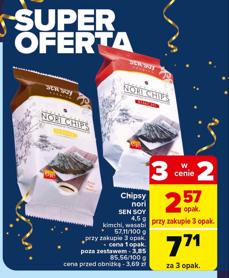 Chipsy nori wasabi Sen soy promocja w Carrefour Market