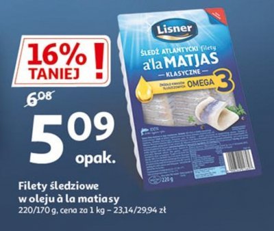 Filety śledziowe a'la matias w oleju Lisner promocja