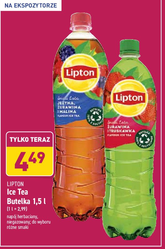 Herbata mro偶ona wild strawberry & cranberry Lipton green ice tea Lipton ice tea promocja