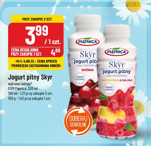 Jagurt nektarynka-malina Piątnica skyr promocja w POLOmarket