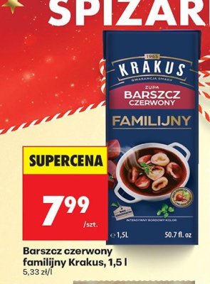 Barszcz czerwony familijny Krakus 1,5 l promocja w Biedronka
