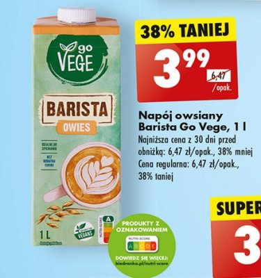 Napój owsiany barista Govege promocja