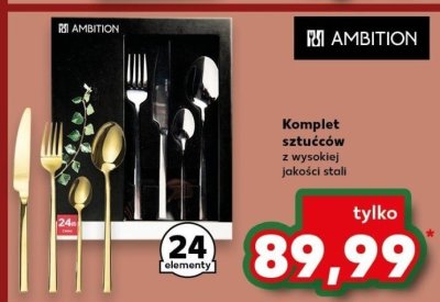 Komplet sztućców AMBITION z wysokiej jakości stali 24 elementy promocja w Kaufland