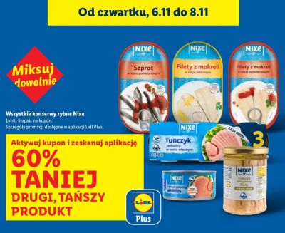 Konserwy rybne Nixe różne rodzaje promocja w Lidl