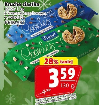 Ciastka kruche z kremem orzechowym z czekoladą Primart Osielek promocja w Prim Market