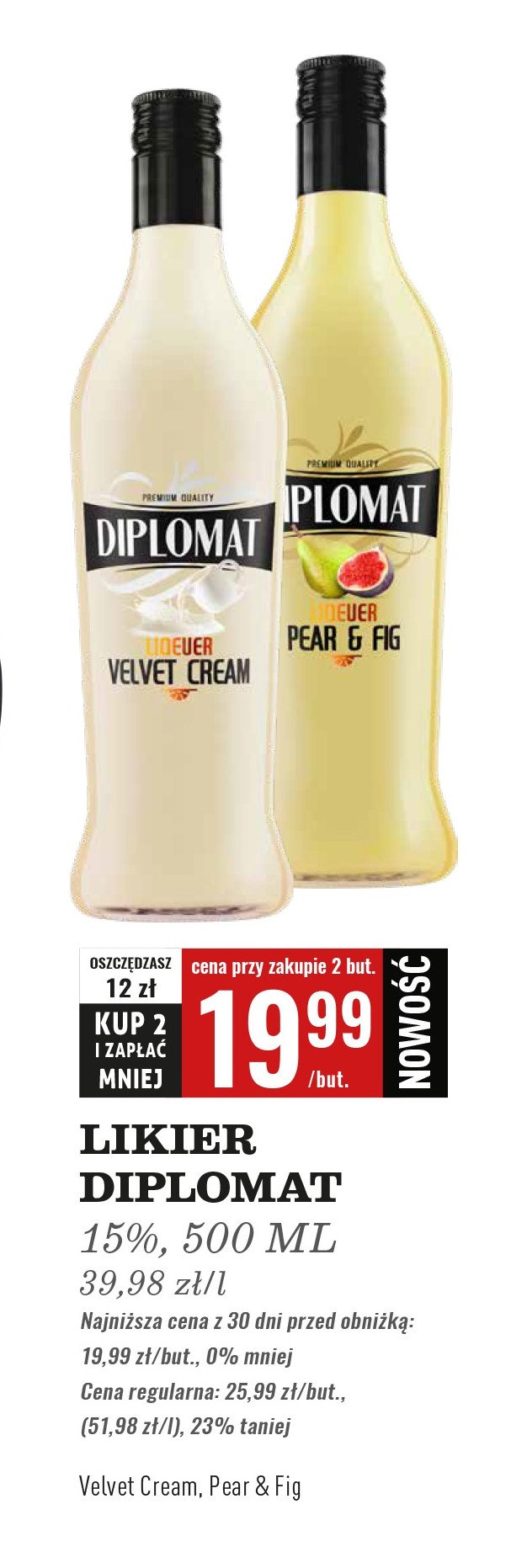 Likier Diplomat pear & fig promocja w Biedronka