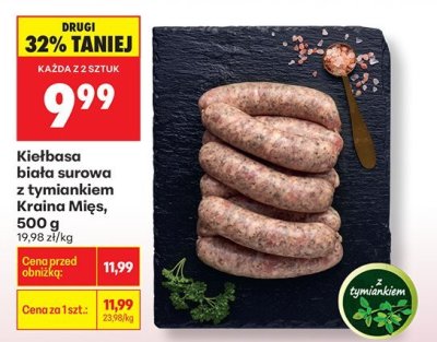 Kiełbasa biała surowa z tymiankiem  promocja w Biedronka