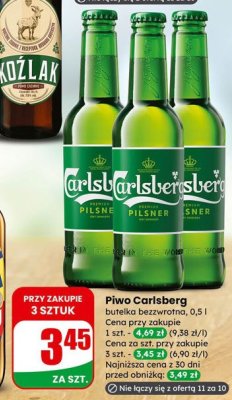 Piwo Carlsberg Premium Pilsner butelka bezzwrotna promocja w Dino