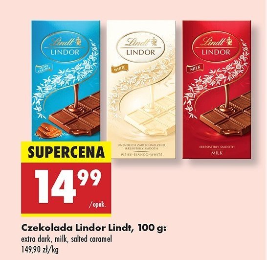 Czekolada extra dark 60% cacao Lindt lindor promocja w Biedronka