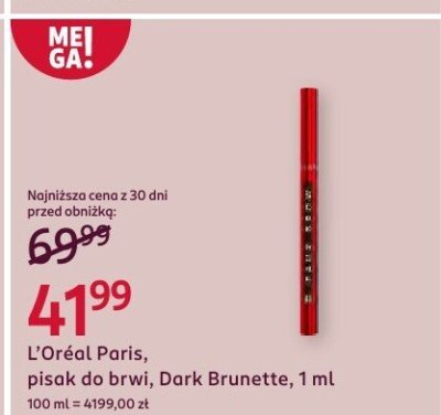 Pisak L'Oréal Paris do brwi, Dark Brunette, 1 ml promocja w Rossmann