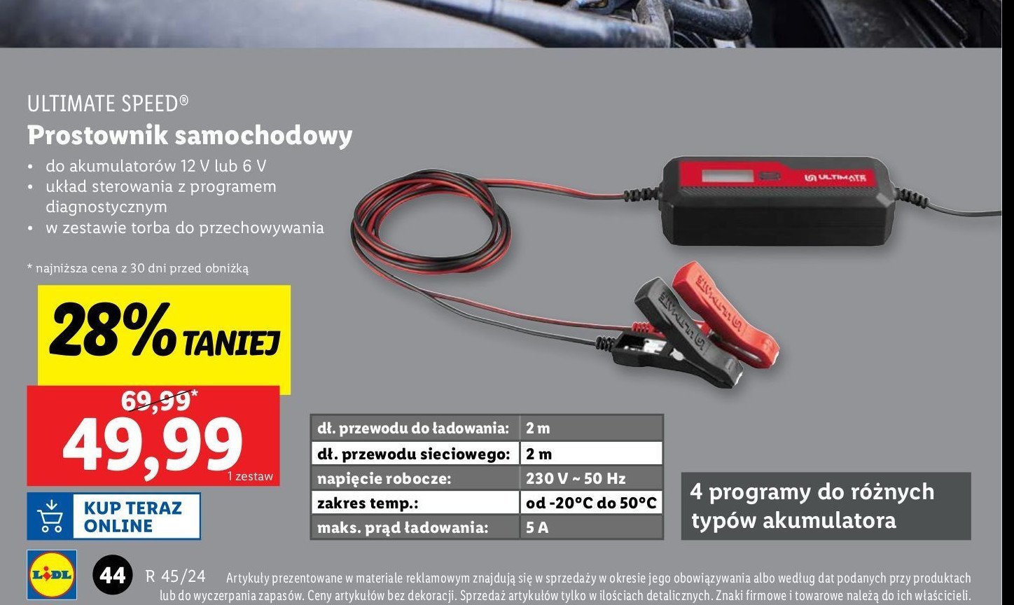 Prostownik do akumulatorów samochodowych Ultimate speed promocja