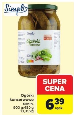 Ogórki konserwowe Simpl promocja w Carrefour Market