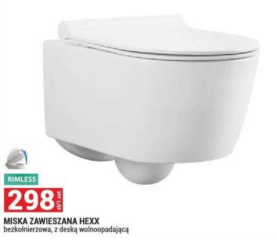 Miska zawieszona Hexx bezkołnierzowa, z deską wolnoopadającą promocja w Merkury Market