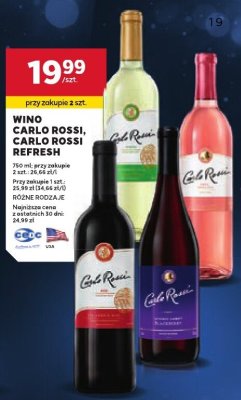 Wino Carlo Rossi Refresh promocja w Stokrotka