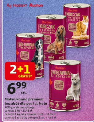 Karma dla kota kurczak z wątróbką i łososiem Auchan różnorodne (logo czerwone) promocja