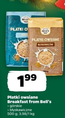 Płatki owsiane Breakfast from Bell's błyskawiczne promocja w Netto
