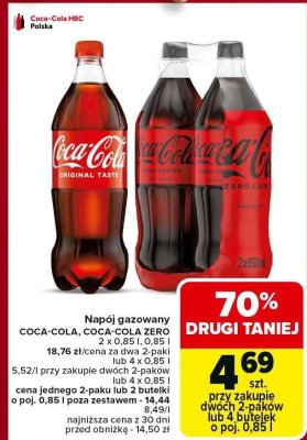 Napój gazowany Coca-Cola lub Zero promocja w Carrefour Market