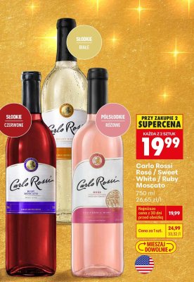 Wino Carlo Rossi Rosé / Sweet White / Ruby Moscato 750 ml promocja w Biedronka