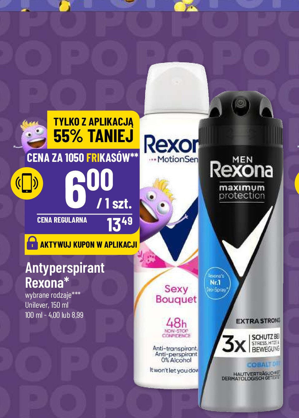Dezodorant cobalt dry REXONA MEN MAXIMUM PROTECTION promocja