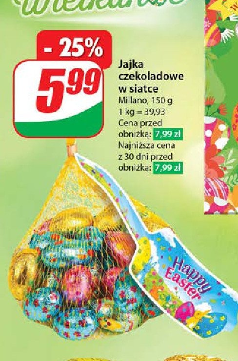 Jajeczka czekoladowe nadziewane Milano zone promocja w Dino