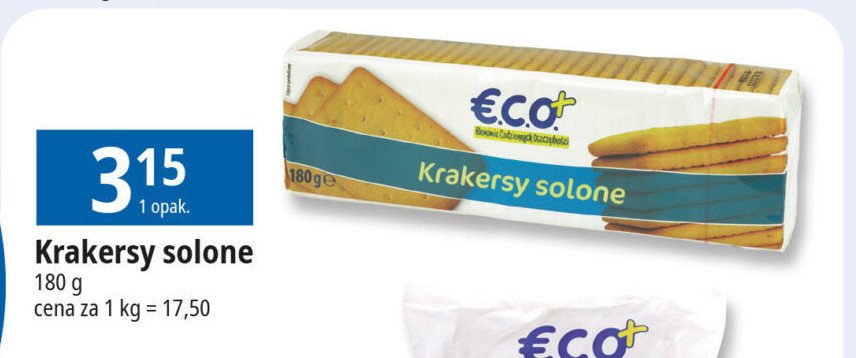 Krakersy solone Eco+ promocja w Leclerc