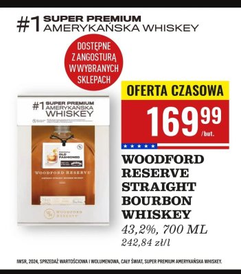 Whiskey Woodford Reserve Straight Bourbon 43,2%, 700 ML promocja w Biedronka