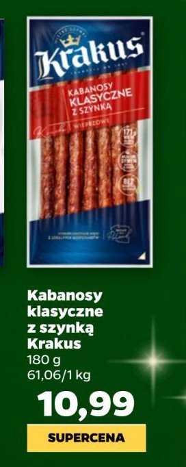 Kabanosy klasyczne Krakus animex promocja w Netto