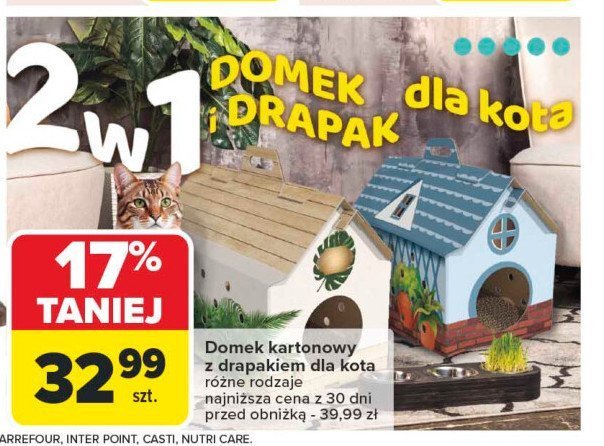 Domek tekturowy z drapakiem promocja w Carrefour