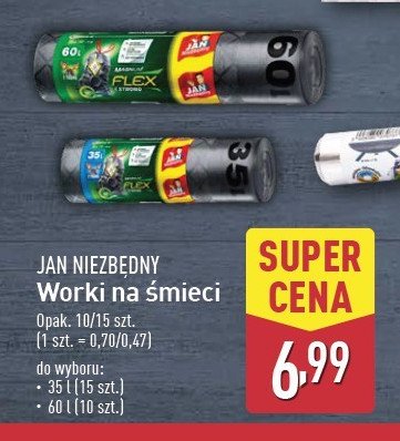 Worki na śmieci 60 l Jan niezbędny promocja w Aldi