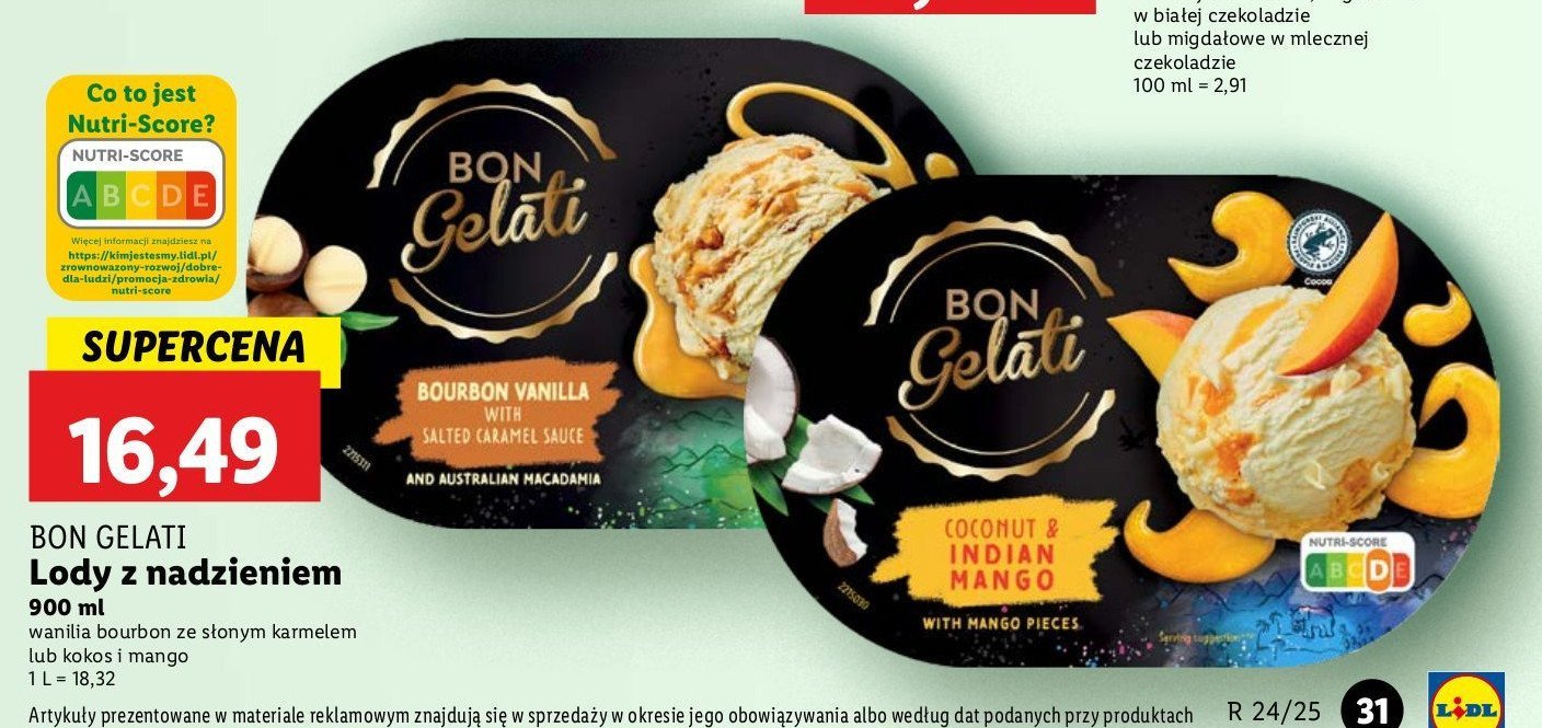 Lody coconut & indian mango BON GELATI promocja w Lidl