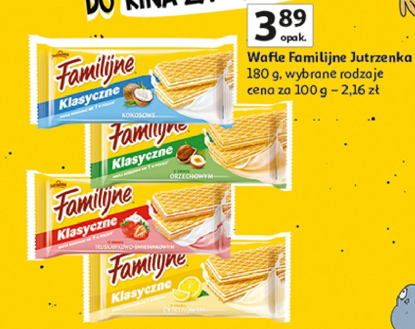 Wafle truskawkowo-śmietankowe Jutrzenka familijne promocja w Auchan
