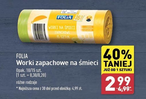 Worki na śmieci 35 l cytrynowe Folia promocja