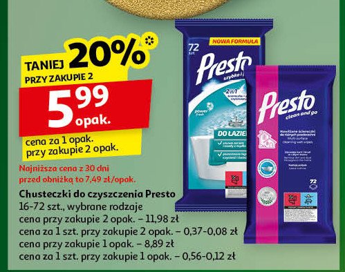 Ściereczki do różnych powierzchni Presto clean Presto harper hygienics promocja w Auchan